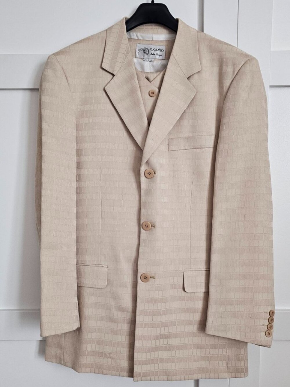Il Canto Men’s Beige 3 Piece Suit Blazer Vest Pants 38R 30R